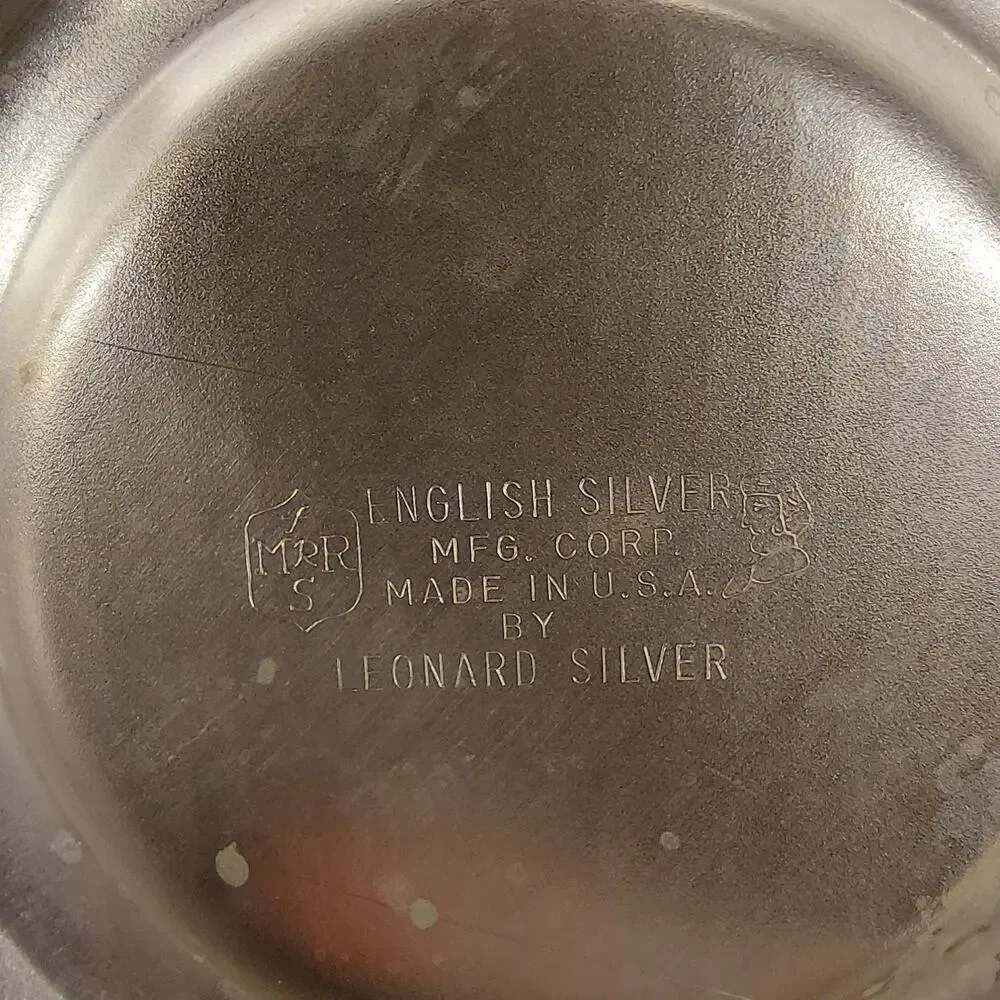 Vintage English Silver Mfg Corp Leonard Silver Plated Chafing Dish Buffet Warmer